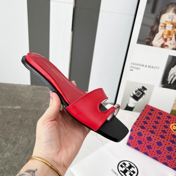 Tory Burch Vibrant Red Slide Sandals - Picture 6 of 6